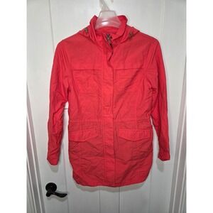 Eddie Bauer Womens Utility Jacket Pink Coral Lightweight Hooded Parka Size M
